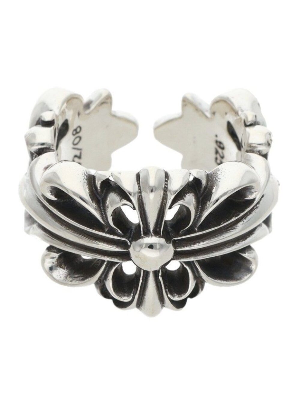 Chrome Hearts Dbl Flrl Cross Double Floral Silver Ring